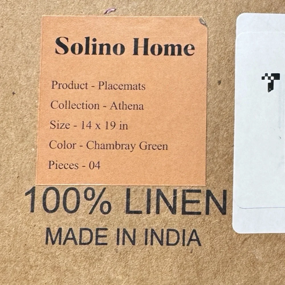 NWT Solino Home Linen Placemats Set of 4 Sage Green Hemstitch Table Mats
